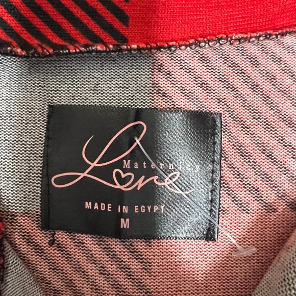 Maternity Love Womens Red Black Plaid Long Sleeve Soft Button-Up Shirt Size M - Picture 8 of 13